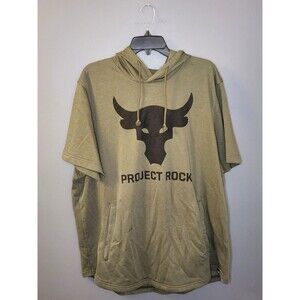 Under Armour Project Rock Short Sleeve Hoodie‎ Men's 2XL Green Bull Gym Training